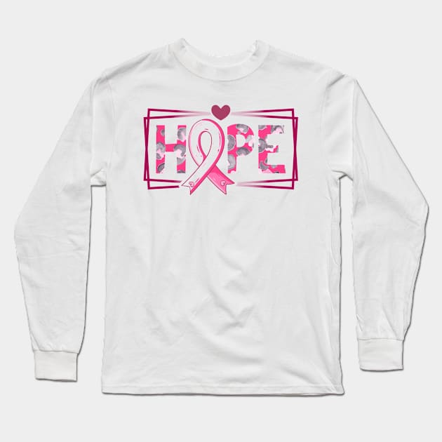 Hope Pink Ribbon Breast Cancer Awareness Long Sleeve T-Shirt by MoathZone